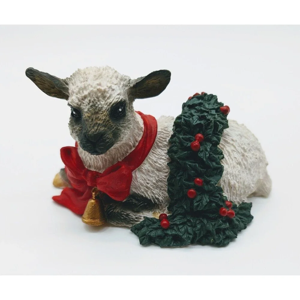 Silver Deer Tom Rubel Christmas Animal Figurine Lamb Wreath Holiday Winter